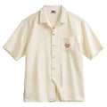 Men's light apricot Cuban collar shirt with bamboo and floral pattern design