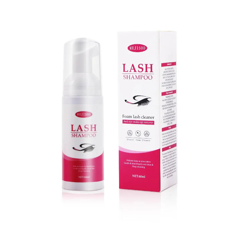 60ml bottle of lash shampoo mousse eyelash cleaning solution with 3.7cm diameter
