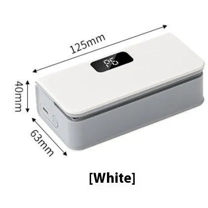 Blue and white portable mini heat sealing machine for plastic snack bags.