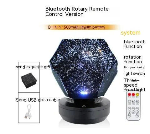 LED star projector night light projecting constellations on ceiling with remote control