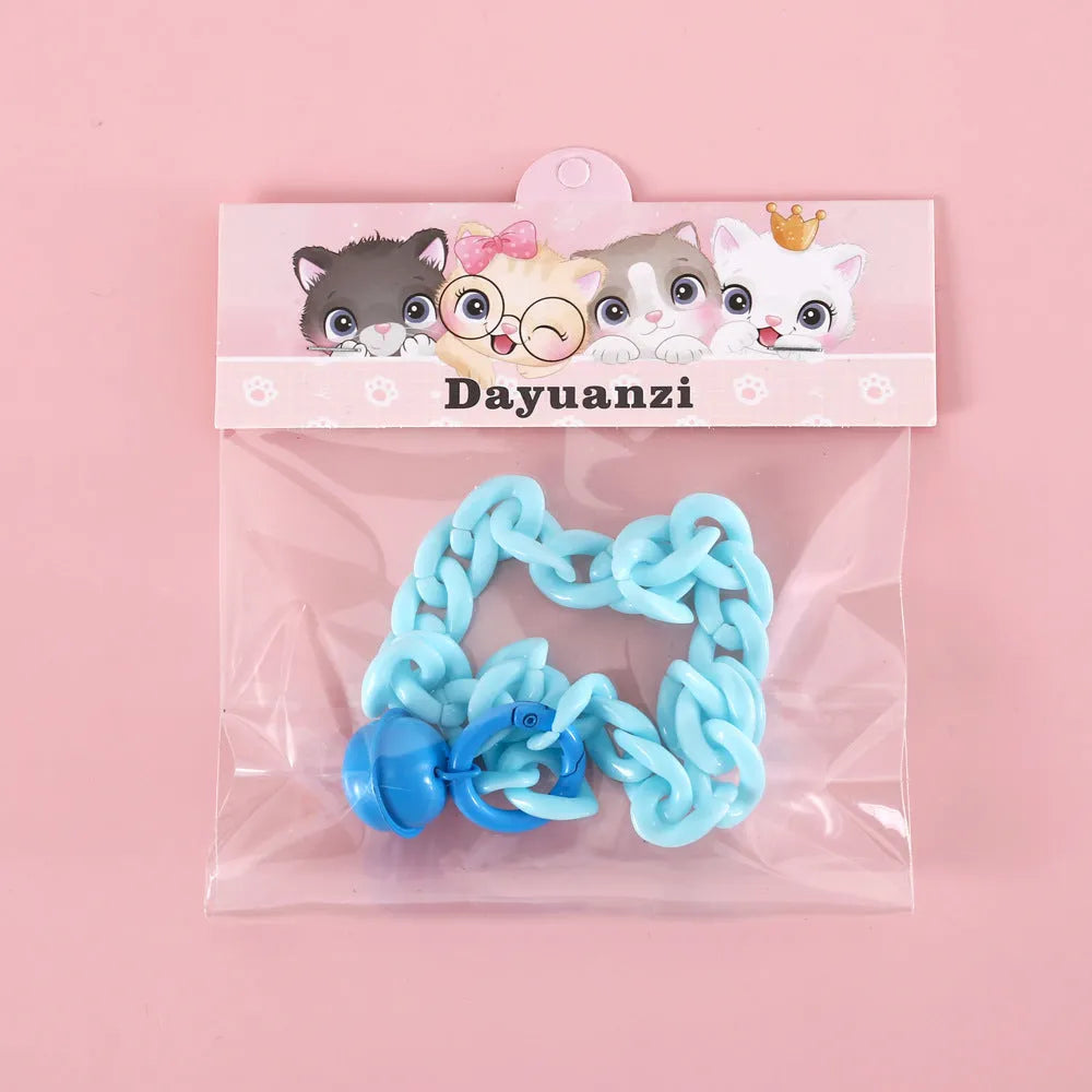 Macaron candy colour plastic chain pet collar for cats, dogs and rabbits with adjustable sizing