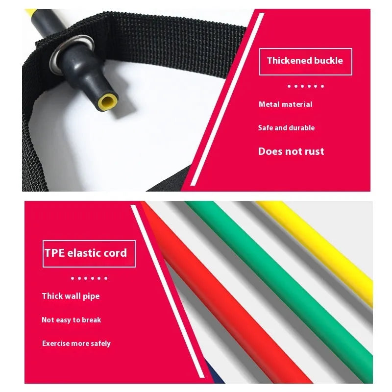 Adjustable chest expander exercise equipment with TPE tension rope in five colour-coded resistance levels