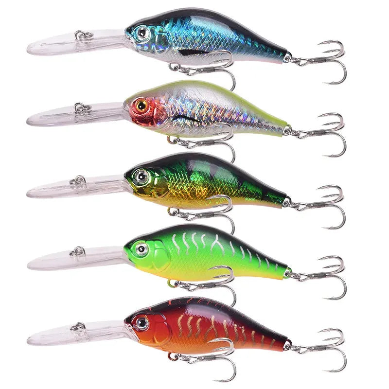 Fat Man Deep Diving Mino Lure crankbait in colour showing long diving lip and treble hooks.