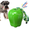 Apple-shaped plastic dog toy for chewing with green and red colour options