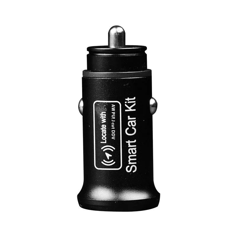 Black ABS plastic car charger GPS locator device for vehicle tracking.
