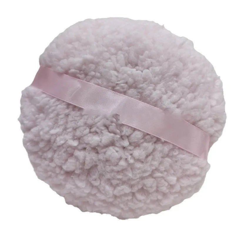 Oversized 150x75mm white skin colour plush powder puff for makeup application