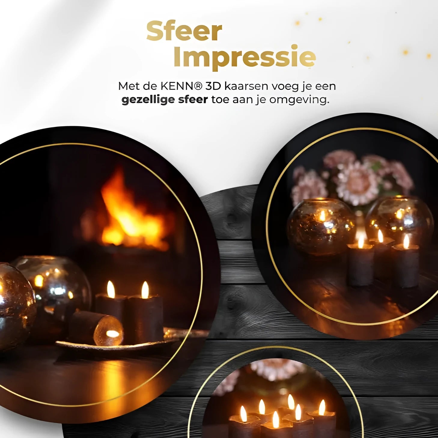Black S6 LED pillar candle with glowing flickering flame effect on a table.