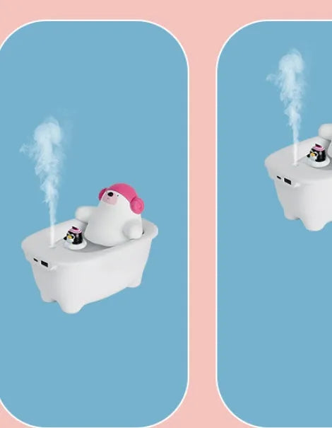 White desktop USB air humidifier with large water tank and control buttons.
