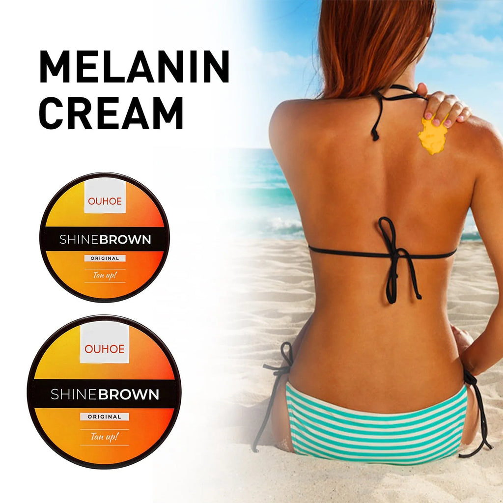 Intensive tanning cream with aloe vera gel in 50g and 100g containers for natural bronze tanning