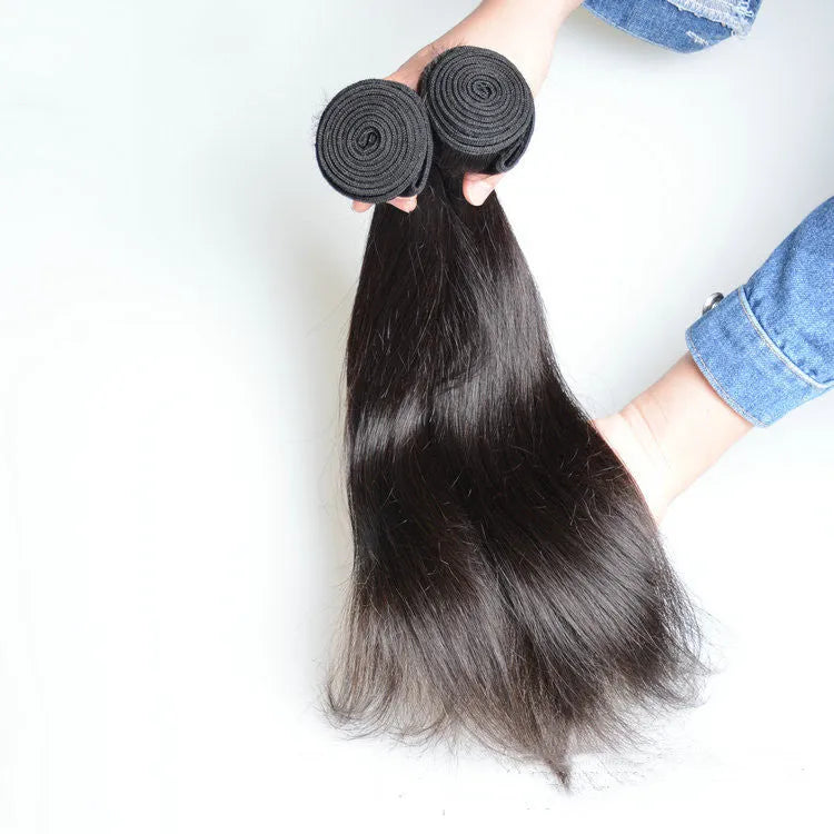 Brazilian virgin straight hair real human hair wig machine made medium long length natural black colour