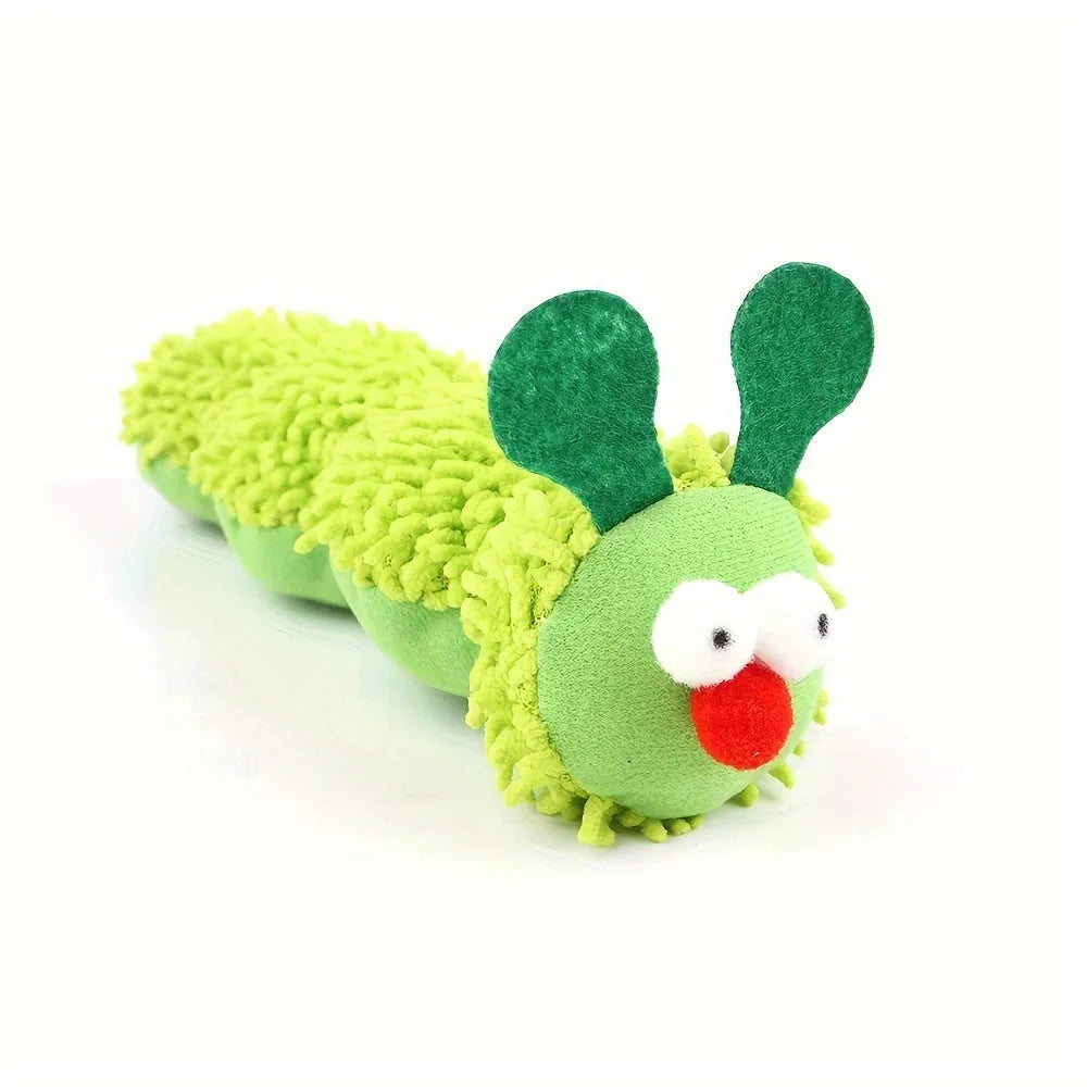 Green soft plush interactive cat toy pillow with rechargeable electronics