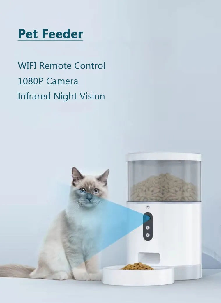 Smart Pet Automatic Feeder Water Feeder in white ABS plastic with compact design