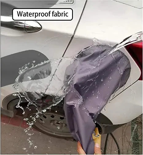Grey umbrella cloth waterproof cover for electric car charging port with drawstring