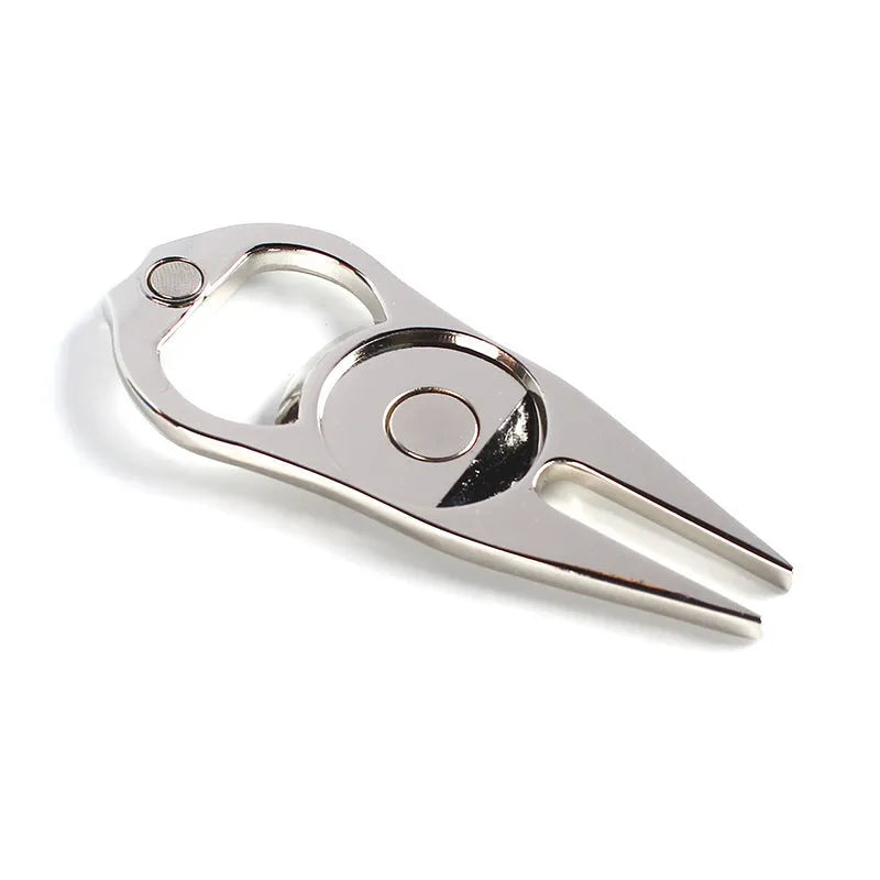 Zinc alloy golf ball yoke bottle opener tool with ball coin for putting green marking