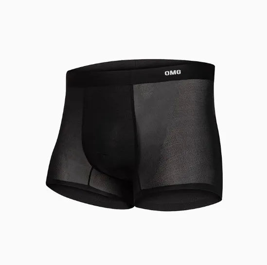 Men's antibacterial seamless sports underwear in black, shown flat.