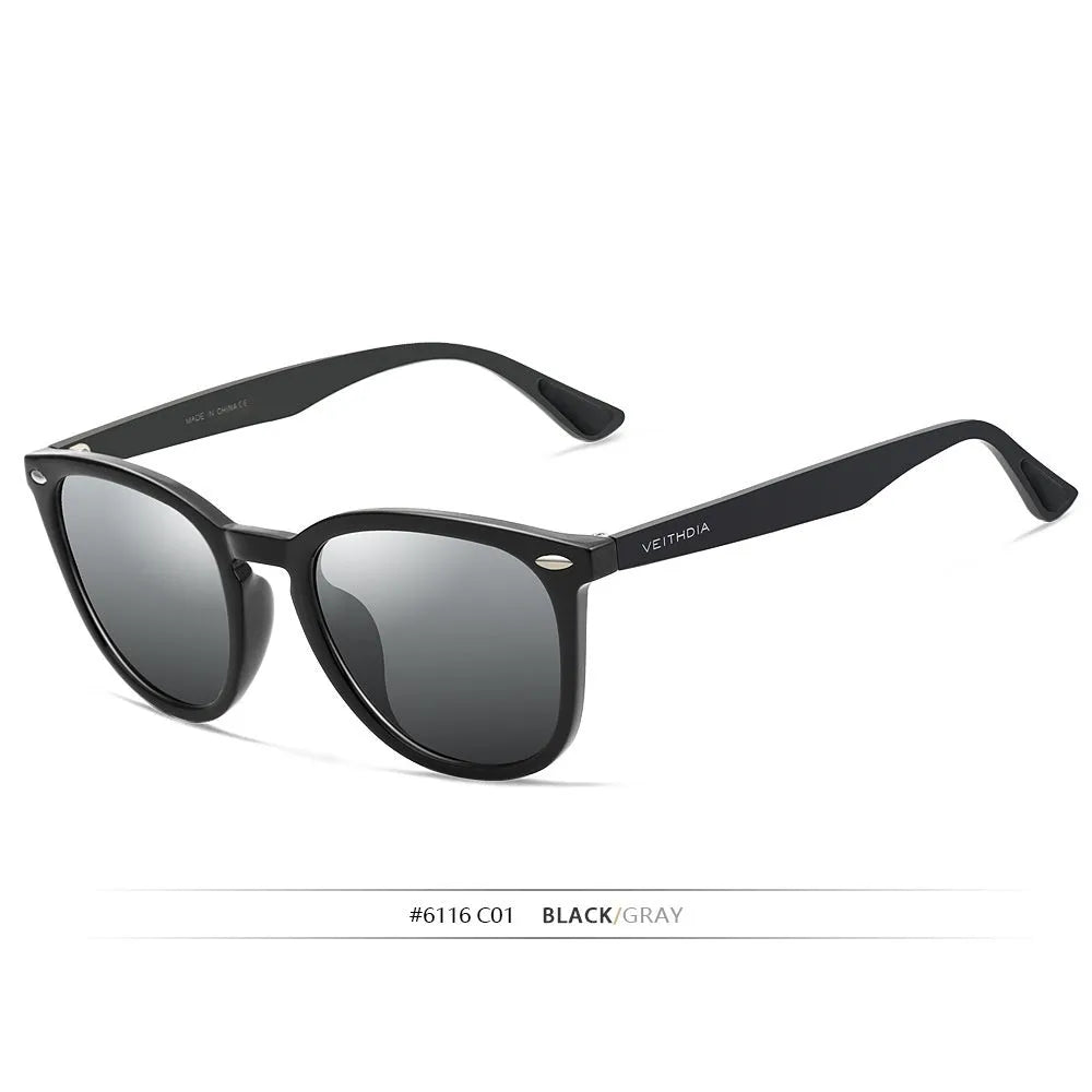 Men's and Women's Polarized UV-proof Sunglasses with plastic frame, point rivets, and multiple colour options for sun protection