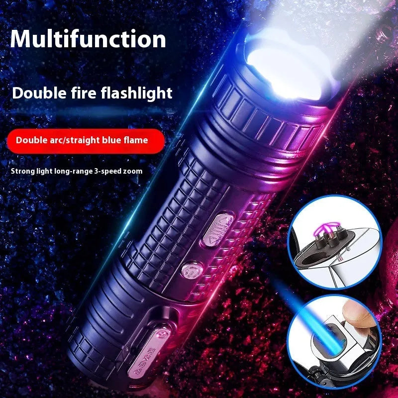 TH727 multifunction waterproof flashlight lighter in metal construction with five colour options