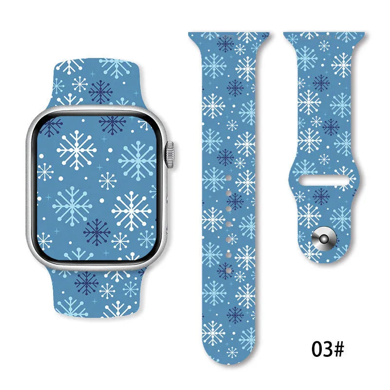 Christmas silicone watch strap in solid colour style 01, fitting 38-49mm watch cases with push-pin fitting