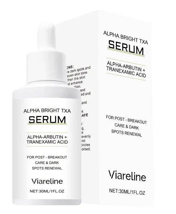 30ml bottle of acne and spot removing treatment liquid with α-arbutin and tranexamic acid.
