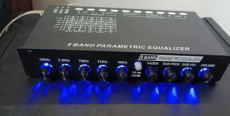 Car audio EQ tuning frequency division amplifier with control panel for seven-band frequency adjustment
