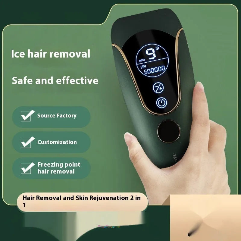Sundial freezing point hair removal device in choice of white, green or pink colours for body, face and leg use