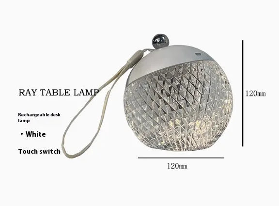 Portable touch dimmable desk lamp in modern minimalist design, 12cm diameter and height