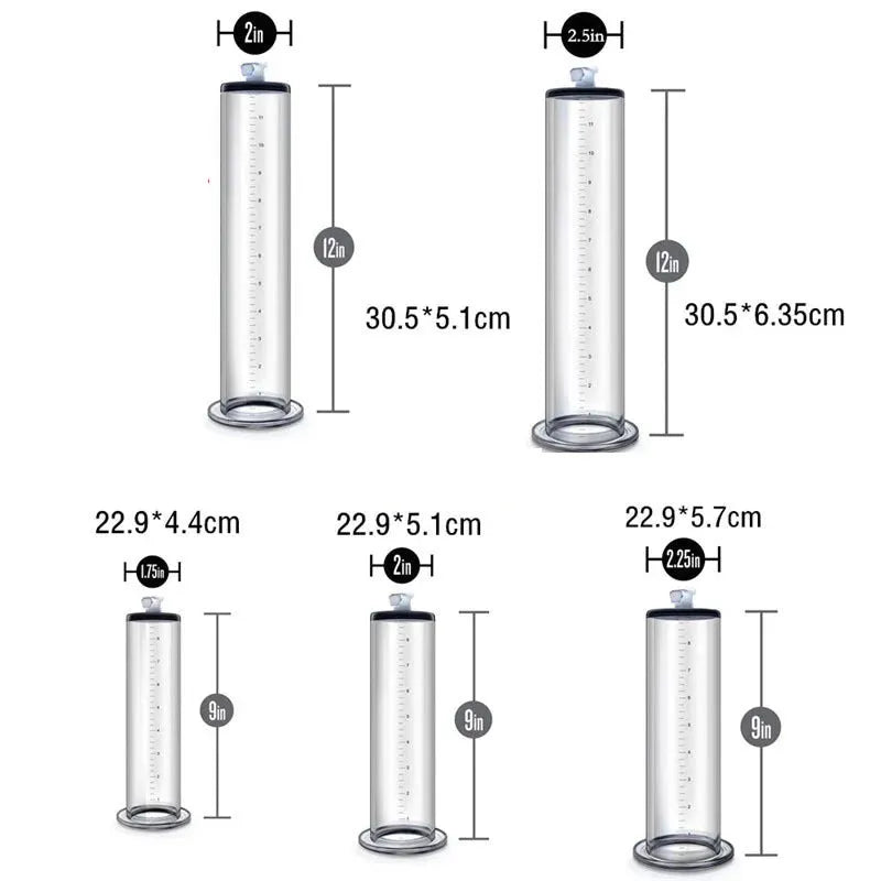 Handle flange cylinder display gym equipment workout kit with silicone pump and extender in 9 and 12 inch sizes