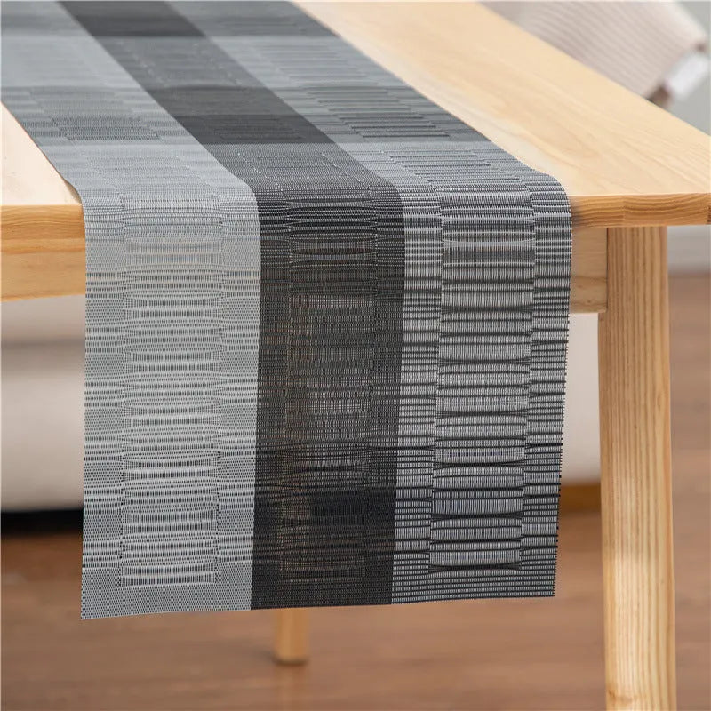 PVC non-slip kitchen dish mat in gradient bamboo black colour on a countertop