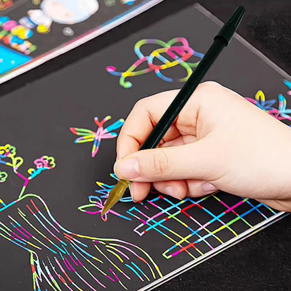 Children's scratch pen tool for scratch art paper with PS plastic construction