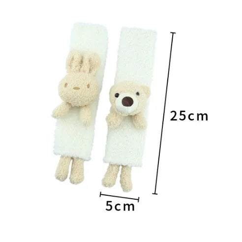 Cartoon plush car seatbelt shoulder protector in rabbit and bear designs made from lamb wool