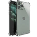Clear transparent TPU shockproof back cover case for Apple iPhone on a table