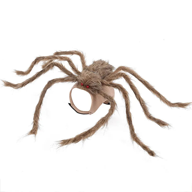 Halloween pet costume with big spider design for dogs and cats in grey, brown, black, purple