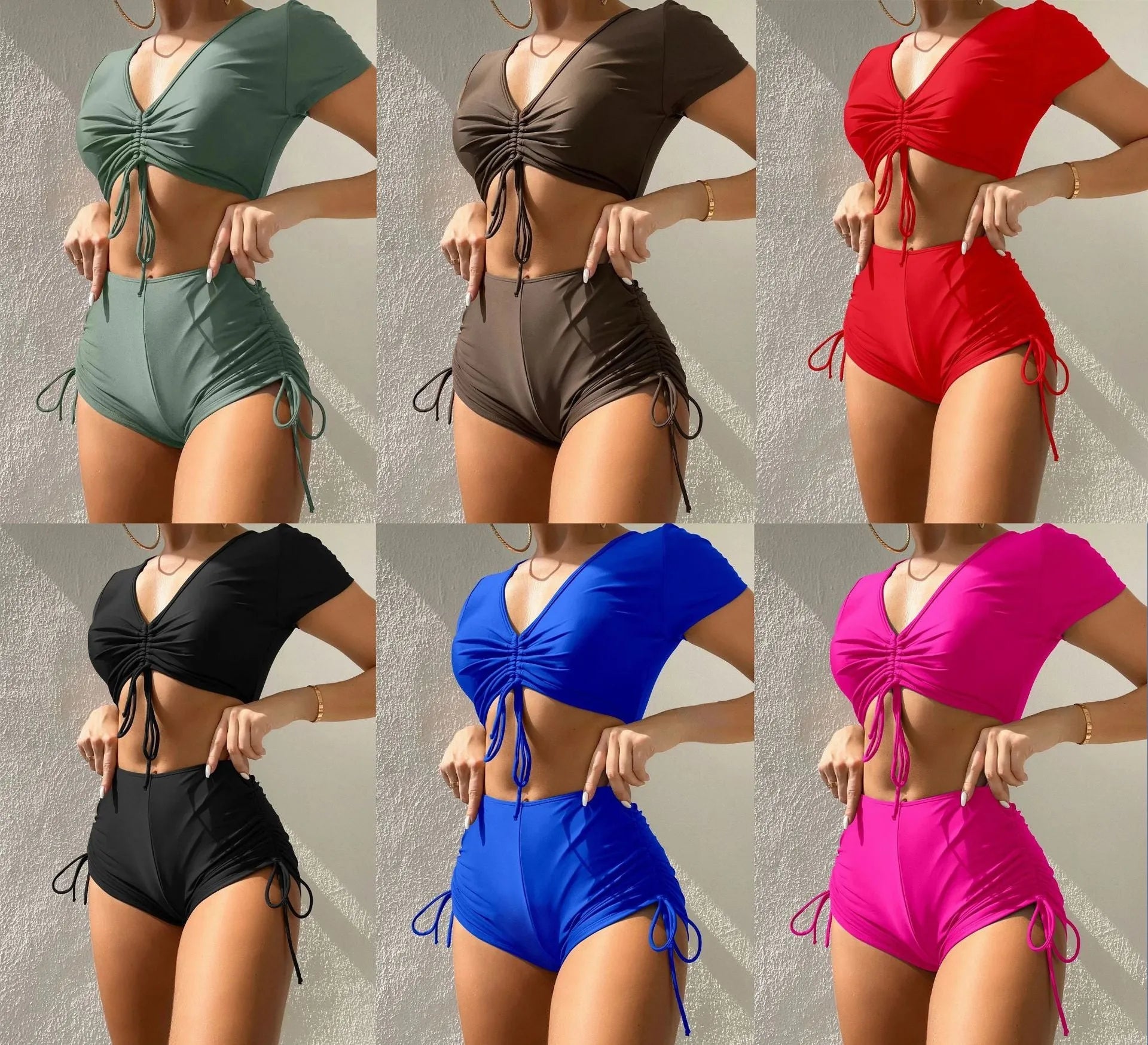 Ladies lace-up swimsuit with bow detail in various colours for swimming