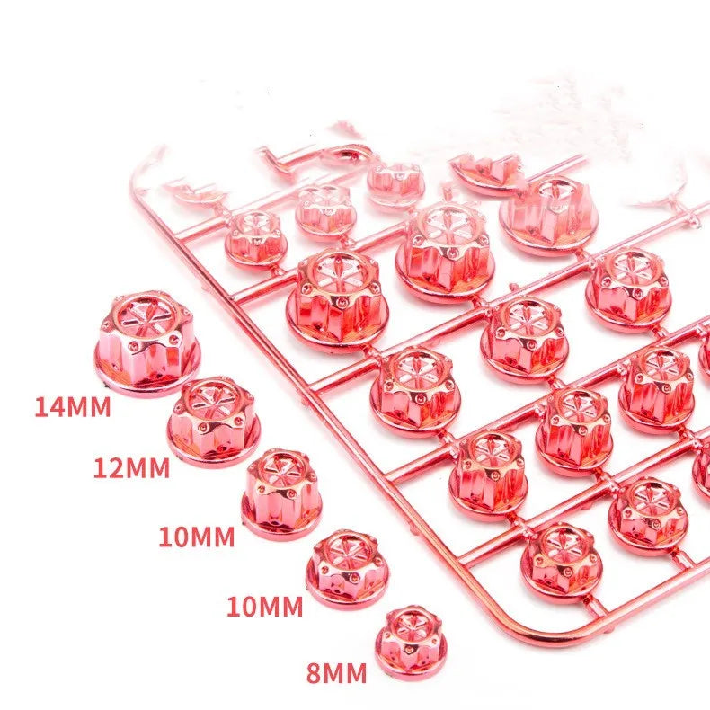 Set of 30 ABS plastic motorcycle screw caps in eight different colours including red, blue, gold and silver