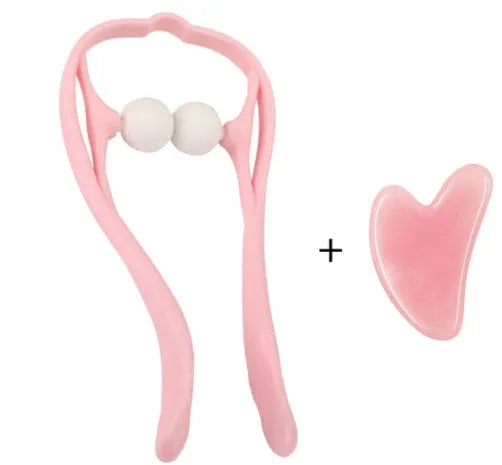 Plastic hand massage roller with adjustable width stand and 3D floating-point design for neck and shoulder pressure point therapy