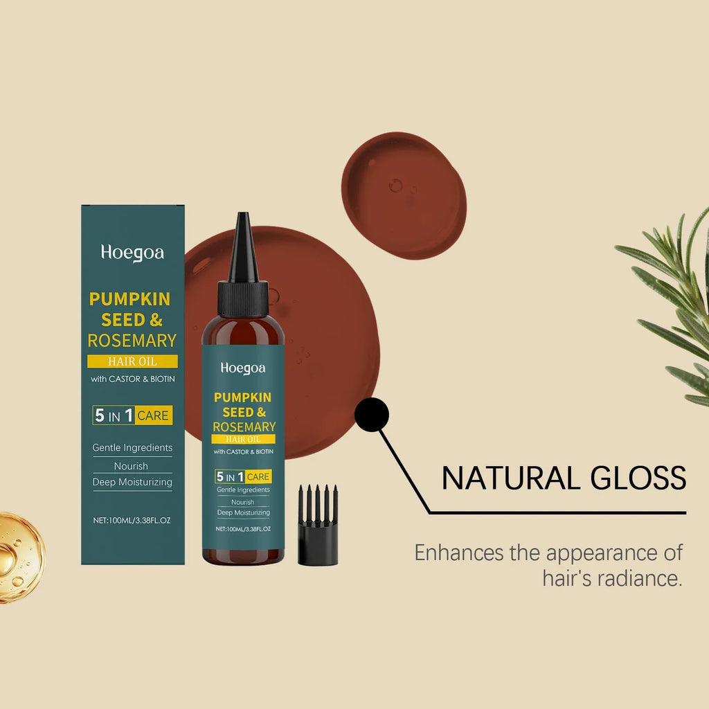 Rosemary hair care essential oil bottle with pointed nozzle and hair comb
