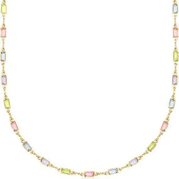 Ladies' geometric crystal necklace with alloy chain showing glass pendant and 41-50cm length