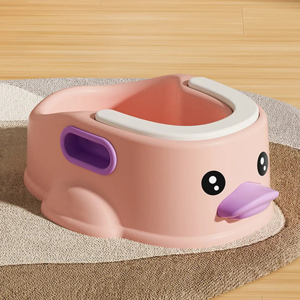 Blue PVC duck-shaped bathtub for dogs and cats on a white background