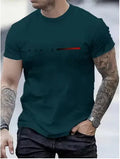 Men's slim fit casual top with a blue 3D printed mesh pattern on the front.