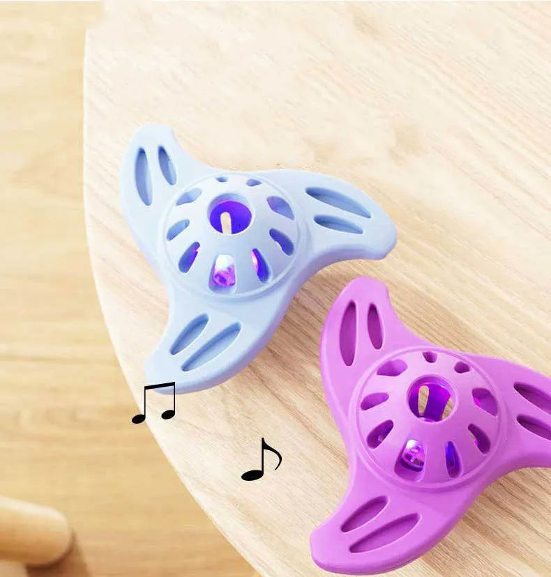 Blue boomerang molar shaped dog chew toy with raised dental cleaning edges