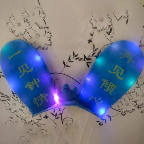 Rabbit-shaped glow ears helmet ornament with Velcro bottom attachment in multiple colour options
