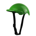 Small S size pink plastic helmet for a dog or cat on a motorcycle.