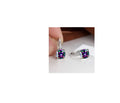 Square geometric ear clip with colourful moissanite inlay on an electroplated copper base.
