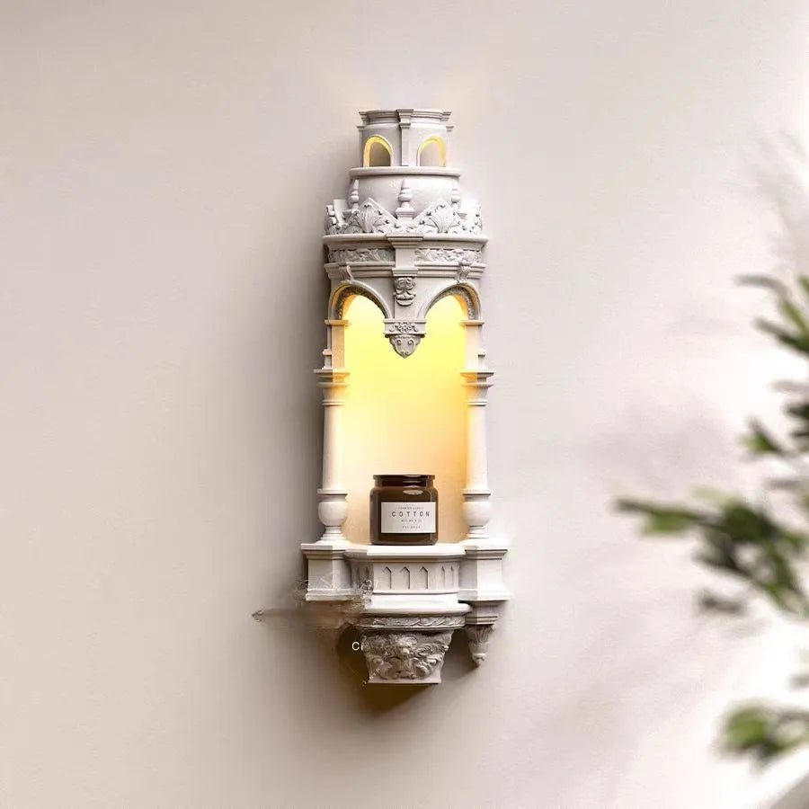 Gypsum aromatherapy wall lamp with halogen bulb and warm light for altar and corridor