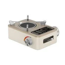 White portable gas stove with stainless steel construction for outdoor cooking