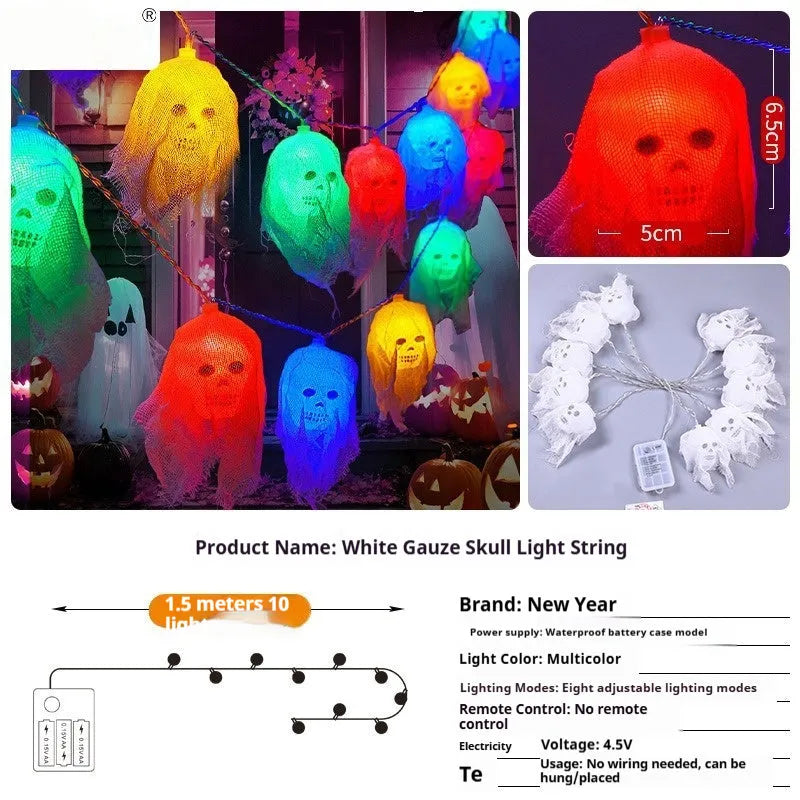 Halloween battery-powered coloured LED fairy lights for indoor wall horror decoration with plastic housing