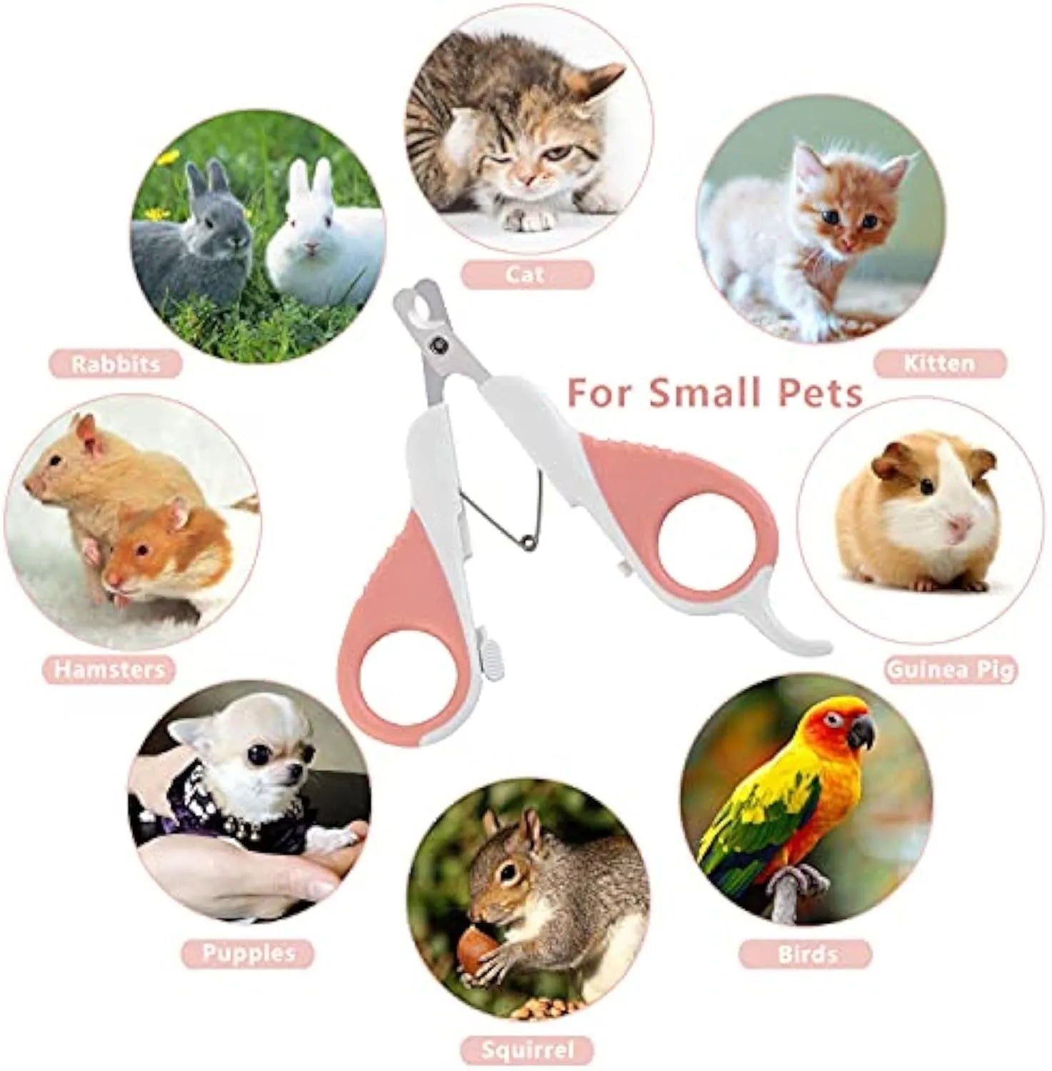 Cat nail clippers with angled blade and safety guard for small pets grooming