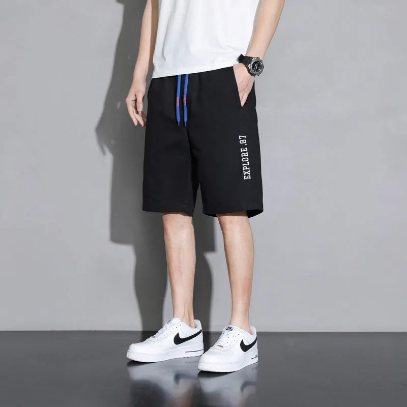 Boys cotton shorts in black, khaki, or white, shown in a loose-fitting Japanese style for summer.