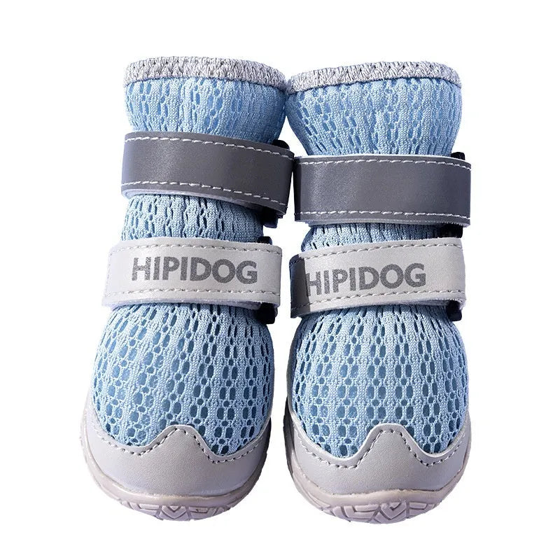 Cartoon style dog shoes in Bondi Blue or Dean Green colours for summer paw protection