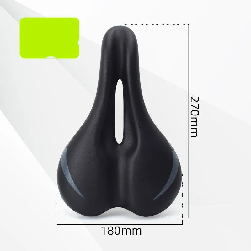 Bicycle seat cushion with hollow design and PU leather cover measuring 270mm by 180mm